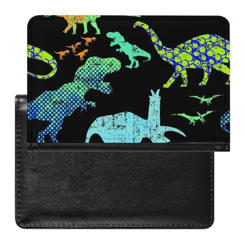 NYKVTG Reisepass Hülle Blauer Dinosaurier Passhülle Reisepassetui Reisezubehör Passport Holder Für Damen Herren von NYKVTG