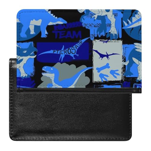 NYKVTG Reisepass Hülle Blauer Dinosaurier Passhülle Reisepassetui Reisezubehör Passport Holder Für Damen Herren von NYKVTG