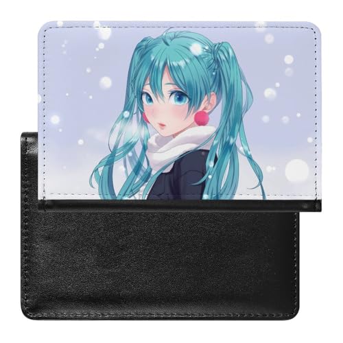 NYKVTG Reisepass Hülle Blaues Anime-Mädchen Passhülle Reisepassetui Reisezubehör Passport Holder Für Damen Herren von NYKVTG