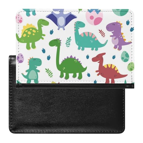 NYKVTG Reisepass Hülle Bunte Dinosaurier Passhülle Reisepassetui Reisezubehör Passport Holder Für Damen Herren von NYKVTG