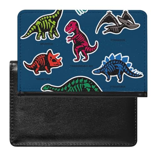 NYKVTG Reisepass Hülle Cartoon Dinosaurier Passhülle Reisepassetui Reisezubehör Passport Holder Für Damen Herren von NYKVTG