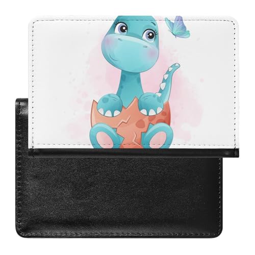 NYKVTG Reisepass Hülle Dinosaurier Schmetterling Passhülle Reisepassetui Reisezubehör Passport Holder Für Damen Herren von NYKVTG