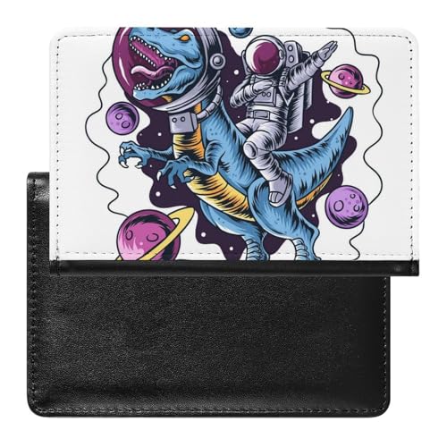 NYKVTG Reisepass Hülle Dinosaurier Weltraum Passhülle Reisepassetui Reisezubehör Passport Holder Für Damen Herren von NYKVTG