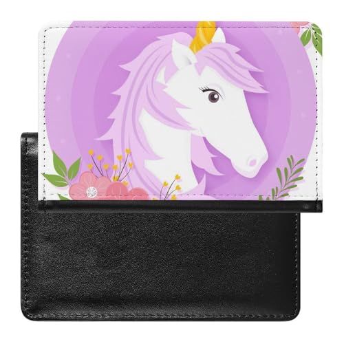 NYKVTG Reisepass Hülle Einhorn Blumen Passhülle Reisepassetui Reisezubehör Passport Holder Für Damen Herren von NYKVTG