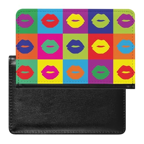 NYKVTG Reisepass Hülle Farbige Karierte Lippen Passhülle Reisepassetui Reisezubehör Passport Holder Für Damen Herren von NYKVTG