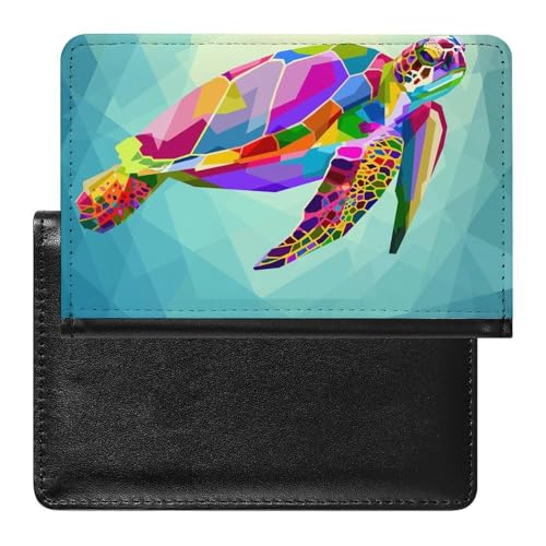 NYKVTG Reisepass Hülle Farbige Schildkröte Passhülle Reisepassetui Reisezubehör Passport Holder Für Damen Herren von NYKVTG