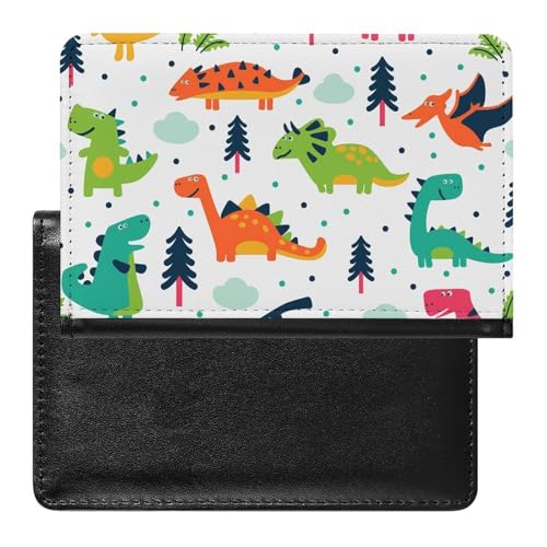 NYKVTG Reisepass Hülle Farbiges Dinosaurier Passhülle Reisepassetui Reisezubehör Passport Holder Für Damen Herren von NYKVTG