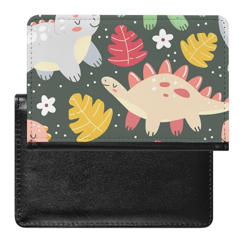 NYKVTG Reisepass Hülle Grüner Rosa Dinosaurier Passhülle Reisepassetui Reisezubehör Passport Holder Für Damen Herren von NYKVTG
