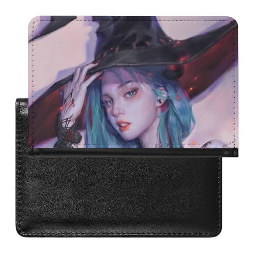 NYKVTG Reisepass Hülle Hexe Mädchen Passhülle Reisepassetui Reisezubehör Passport Holder Für Damen Herren von NYKVTG