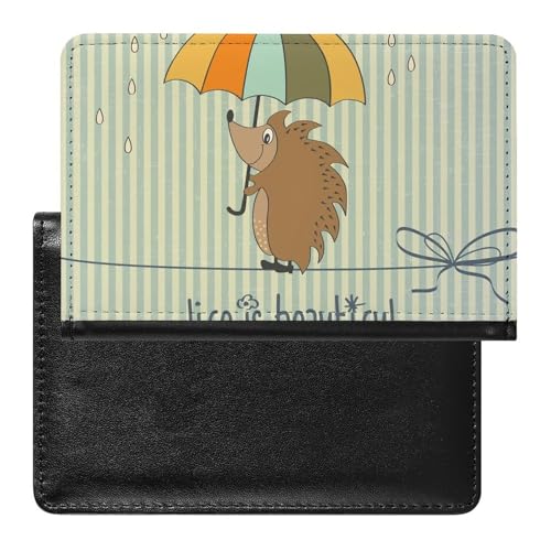 NYKVTG Reisepass Hülle Igel Regenschirm Passhülle Reisepassetui Reisezubehör Passport Holder Für Damen Herren von NYKVTG