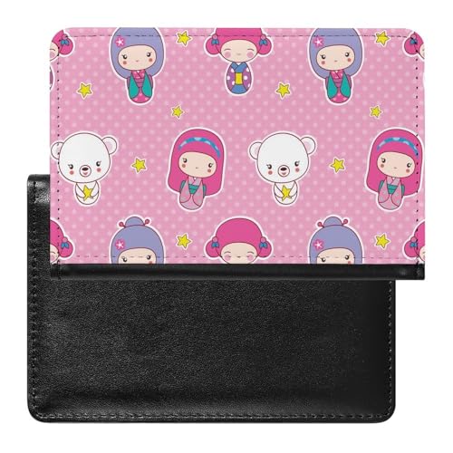 NYKVTG Reisepass Hülle Mädchen Bären Sterne Passhülle Reisepassetui Reisezubehör Passport Holder Für Damen Herren von NYKVTG