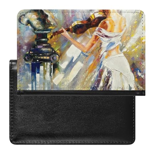 NYKVTG Reisepass Hülle Mädchen Mit Geige Passhülle Reisepassetui Reisezubehör Passport Holder Für Damen Herren von NYKVTG