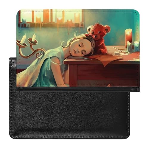 NYKVTG Reisepass Hülle Mädchen Schlafend Passhülle Reisepassetui Reisezubehör Passport Holder Für Damen Herren von NYKVTG