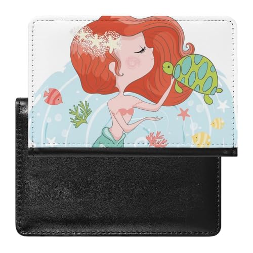 NYKVTG Reisepass Hülle Meerjungfrau Mädchen Passhülle Reisepassetui Reisezubehör Passport Holder Für Damen Herren von NYKVTG