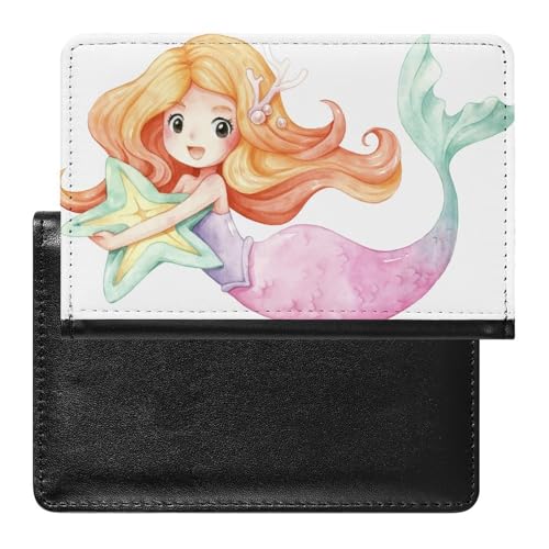 NYKVTG Reisepass Hülle Meerjungfrau Mädchen Passhülle Reisepassetui Reisezubehör Passport Holder Für Damen Herren von NYKVTG