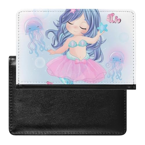 NYKVTG Reisepass Hülle Meerjungfrau Mädchen Passhülle Reisepassetui Reisezubehör Passport Holder Für Damen Herren von NYKVTG