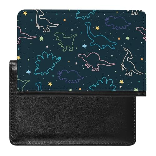 NYKVTG Reisepass Hülle Niedliche Stern-Dinosaurier Passhülle Reisepassetui Reisezubehör Passport Holder Für Damen Herren von NYKVTG