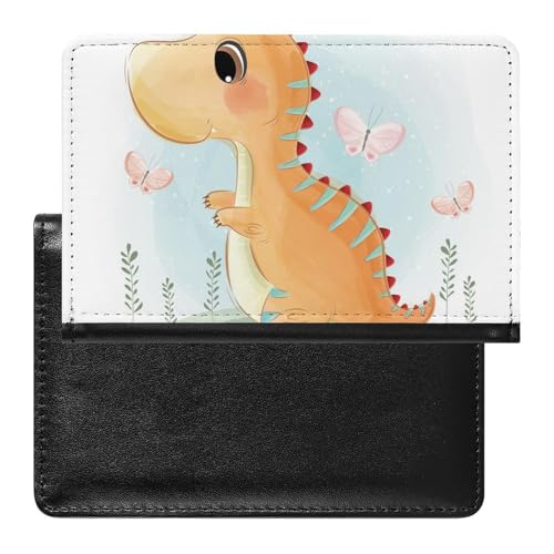 NYKVTG Reisepass Hülle Niedlicher Dinosaurier Passhülle Reisepassetui Reisezubehör Passport Holder Für Damen Herren von NYKVTG