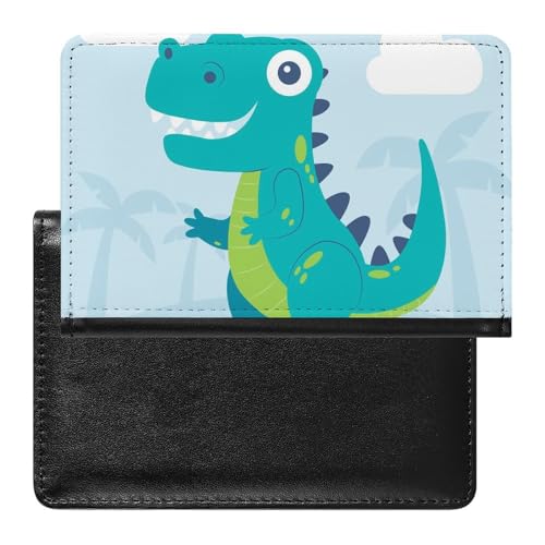 NYKVTG Reisepass Hülle Niedlicher Dinosaurier Passhülle Reisepassetui Reisezubehör Passport Holder Für Damen Herren von NYKVTG