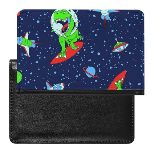 NYKVTG Reisepass Hülle Raumschiff Dinosaurier Passhülle Reisepassetui Reisezubehör Passport Holder Für Damen Herren von NYKVTG
