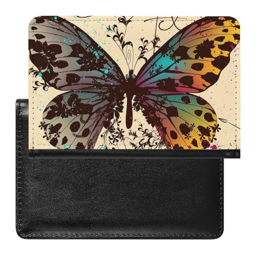 NYKVTG Reisepass Hülle Retro-Schmetterling Passhülle Reisepassetui Reisezubehör Passport Holder Für Damen Herren von NYKVTG