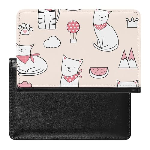 NYKVTG Reisepass Hülle Rosa Schal Katze Passhülle Reisepassetui Reisezubehör Passport Holder Für Damen Herren von NYKVTG