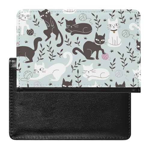 NYKVTG Reisepass Hülle Schwarze Katze Passhülle Reisepassetui Reisezubehör Passport Holder Für Damen Herren von NYKVTG