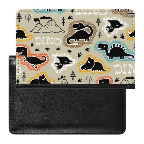 NYKVTG Reisepass Hülle Schwarzer Dinosaurier Passhülle Reisepassetui Reisezubehör Passport Holder Für Damen Herren von NYKVTG