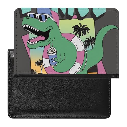 NYKVTG Reisepass Hülle Strand Dinosaurier Passhülle Reisepassetui Reisezubehör Passport Holder Für Damen Herren von NYKVTG