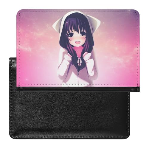 NYKVTG Reisepass Hülle Süßes Anime-Mädchen Passhülle Reisepassetui Reisezubehör Passport Holder Für Damen Herren von NYKVTG