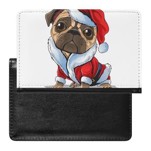 NYKVTG Reisepass Hülle Weihnachts-Mops Passhülle Reisepassetui Reisezubehör Passport Holder Für Damen Herren von NYKVTG