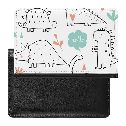 NYKVTG Reisepass Hülle Weißer Dinosaurier Passhülle Reisepassetui Reisezubehör Passport Holder Für Damen Herren von NYKVTG
