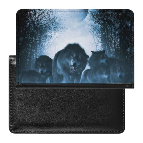 NYKVTG Reisepass Hülle Wölfe Mond Passhülle Reisepassetui Reisezubehör Passport Holder Für Damen Herren von NYKVTG