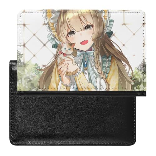 NYKVTG Reisepasshülle Anime-Mädchen Kätzchen Reisepass Tasche Reise Gadget Impfpass Hülle Für Damen Herren von NYKVTG