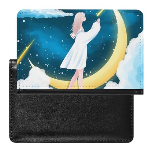 NYKVTG Reisepasshülle Anime Mädchen Mond Reisepass Schutzhülle Geldbörsen Für Kreditkarten Ausweis Reisedokumente von NYKVTG