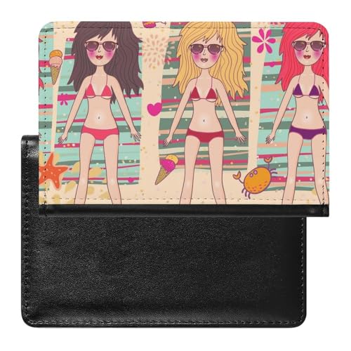 NYKVTG Reisepasshülle Bikini-Mädchen Reisepass Schutzhülle Geldbörsen Für Kreditkarten Ausweis Reisedokumente von NYKVTG