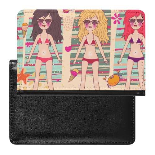 NYKVTG Reisepasshülle Bikini-Mädchen Reisepass Tasche Reise Gadget Impfpass Hülle Für Damen Herren von NYKVTG
