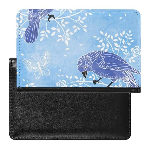 NYKVTG Reisepasshülle Blaue Vögel Reisepass Tasche Reise Gadget Impfpass Hülle Für Damen Herren von NYKVTG
