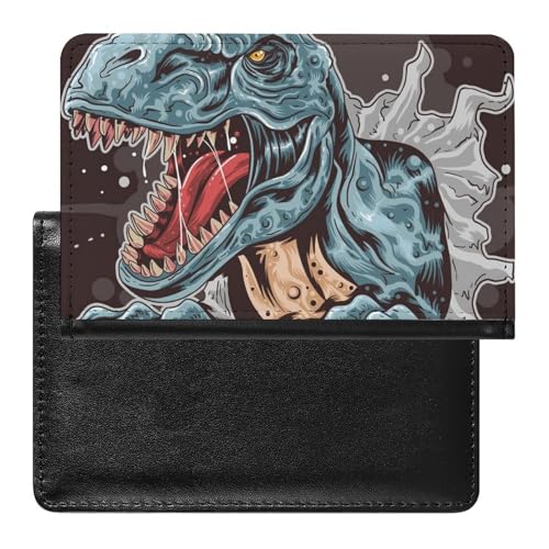 NYKVTG Reisepasshülle Blauer Dinosaurier Reisepass Schutzhülle Geldbörsen Für Kreditkarten Ausweis Reisedokumente von NYKVTG