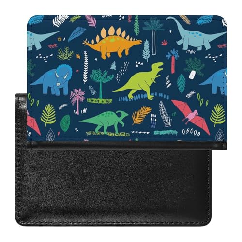 NYKVTG Reisepasshülle Blauer Dinosaurier Reisepass Tasche Reise Gadget Impfpass Hülle Für Damen Herren von NYKVTG