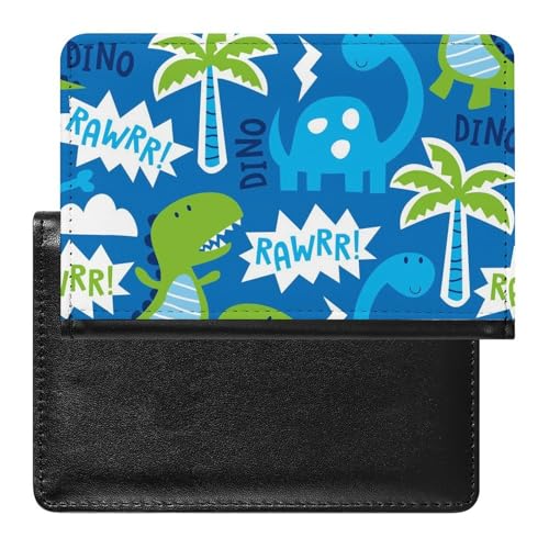 NYKVTG Reisepasshülle Blauer Dinosaurier Reisepass Tasche Reise Gadget Impfpass Hülle Für Damen Herren von NYKVTG