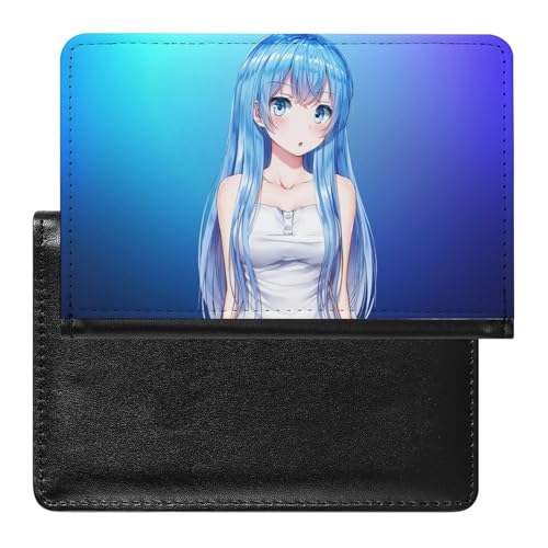 NYKVTG Reisepasshülle Blaues Langhaariges Mädchen Reisepass Tasche Reise Gadget Impfpass Hülle Für Damen Herren von NYKVTG