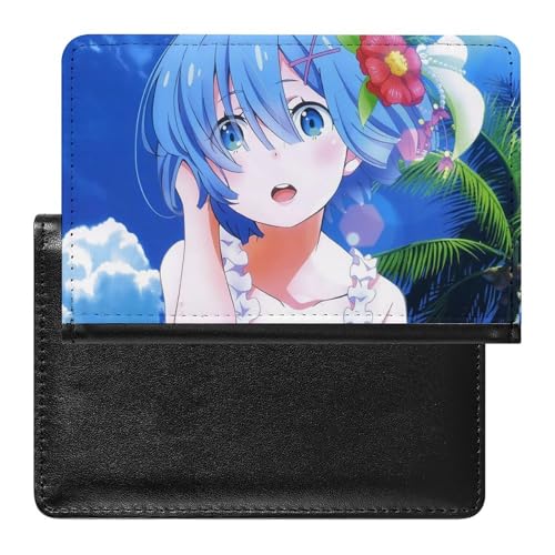 NYKVTG Reisepasshülle Blauhaariges Mädchen Reisepass Tasche Reise Gadget Impfpass Hülle Für Damen Herren von NYKVTG