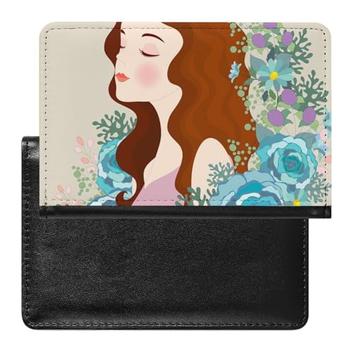 NYKVTG Reisepasshülle Blume Mädchen Reisepass Schutzhülle Geldbörsen Für Kreditkarten Ausweis Reisedokumente von NYKVTG