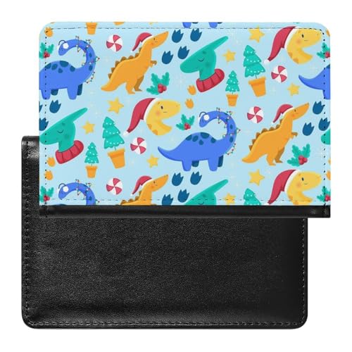 NYKVTG Reisepasshülle Bunte Dinosaurier Reisepass Schutzhülle Geldbörsen Für Kreditkarten Ausweis Reisedokumente von NYKVTG