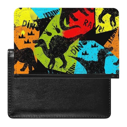 NYKVTG Reisepasshülle Bunte Dinosaurier Reisepass Schutzhülle Geldbörsen Für Kreditkarten Ausweis Reisedokumente von NYKVTG