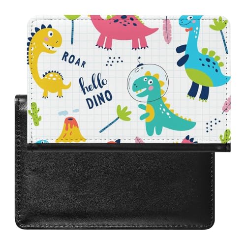 NYKVTG Reisepasshülle Bunte Dinosaurier Reisepass Schutzhülle Geldbörsen Für Kreditkarten Ausweis Reisedokumente von NYKVTG