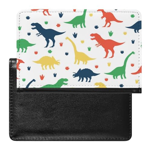 NYKVTG Reisepasshülle Bunte Dinosaurier Reisepass Tasche Reise Gadget Impfpass Hülle Für Damen Herren von NYKVTG