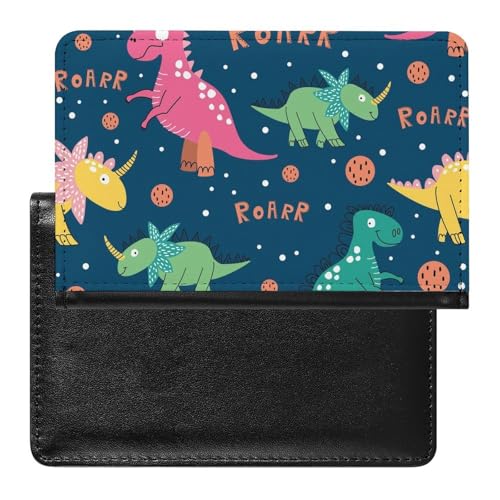 NYKVTG Reisepasshülle Bunte Dinosaurier Reisepass Tasche Reise Gadget Impfpass Hülle Für Damen Herren von NYKVTG
