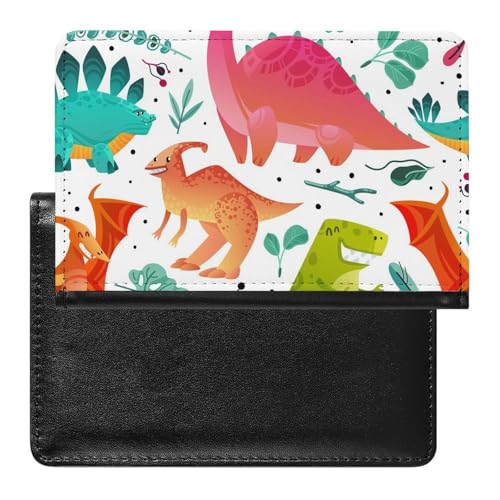 NYKVTG Reisepasshülle Bunter Dinosaurier Reisepass Tasche Reise Gadget Impfpass Hülle Für Damen Herren von NYKVTG
